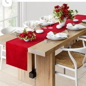 Williams Sonoma Red Corduroy Christmas Table Runner